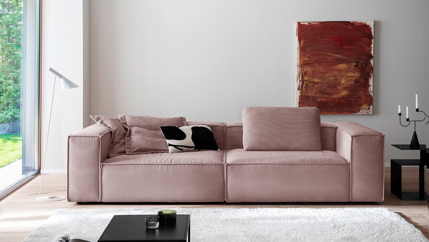 KAWOLA Sofa CARMO 3-Sitzer Feincord rosa