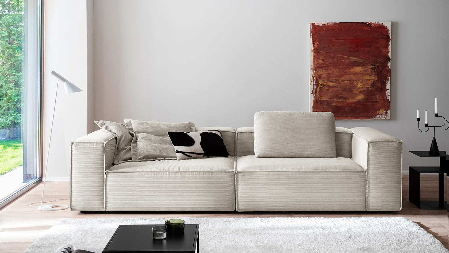 KAWOLA Sofa CARMO 3-Sitzer Feincord silber