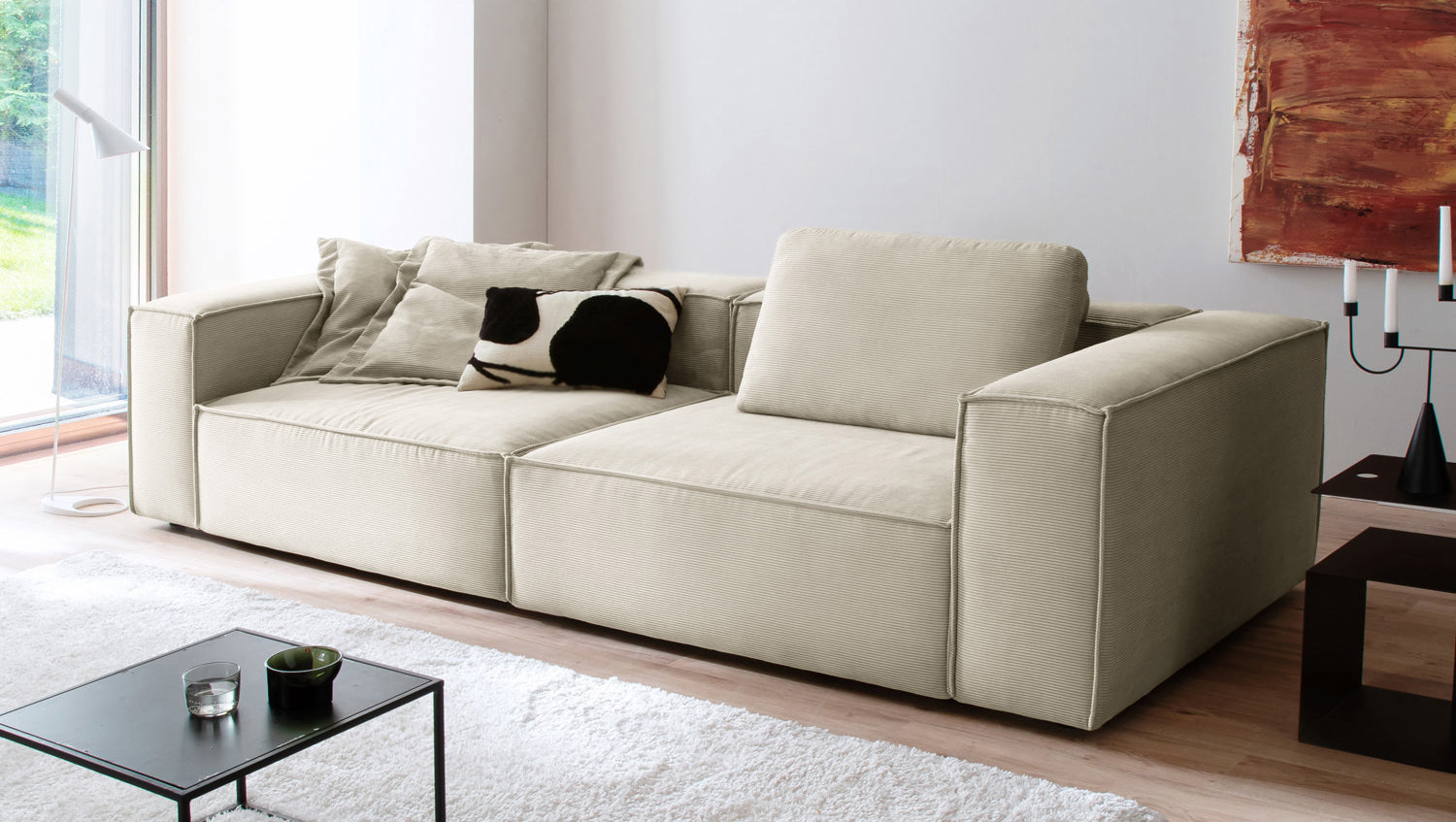 KAWOLA Sofa CARMO 3-Sitzer Feincord weiß