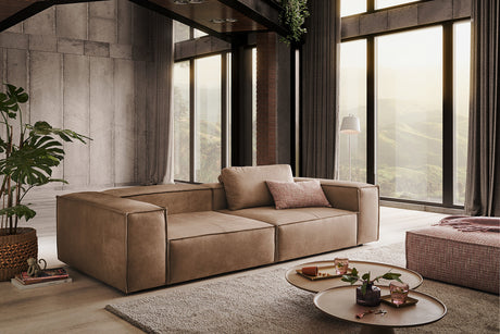 KAWOLA Sofa CARMO 3-Sitzer Leder taupe
