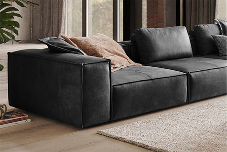 KAWOLA Sofa CARMO 4-Sitzer Leder anthrazit