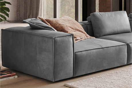 KAWOLA Sofa CARMO 4-Sitzer Leder grau