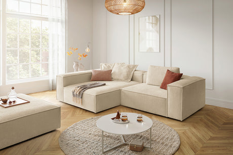 KAWOLA Sofa CARMO Ecksofa Stoff beige, Links, Ohne Zusatzausstattung