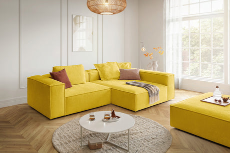 KAWOLA Sofa CARMO Ecksofa Stoff gelb, Rechts, Ohne Zusatzausstattung