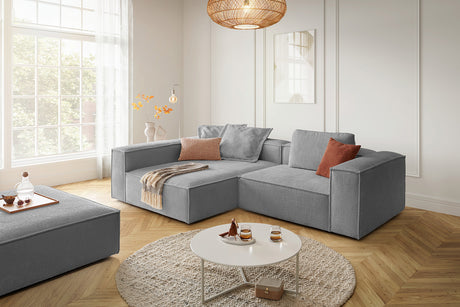 KAWOLA Sofa CARMO Ecksofa Stoff grau, Links, Ohne Zusatzausstattung