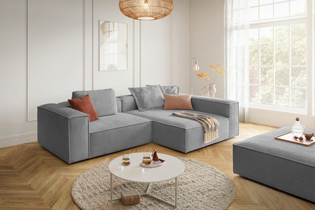 KAWOLA Sofa CARMO Ecksofa Stoff grau, Rechts, Ohne Zusatzausstattung