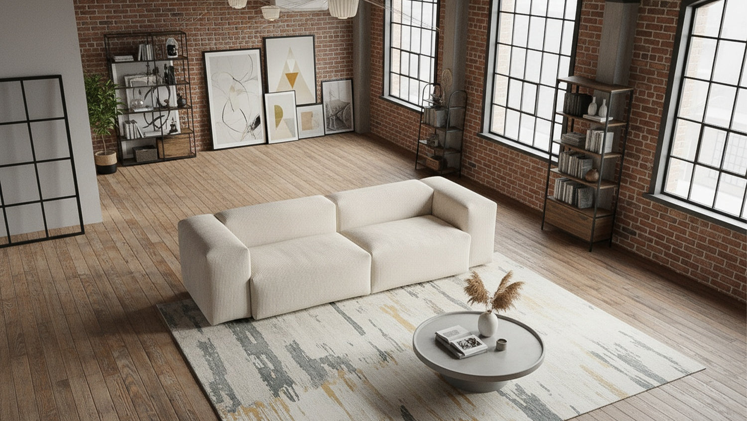 KAWOLA Sofa CELESTE 4-Sitzer Cord cremeweiß