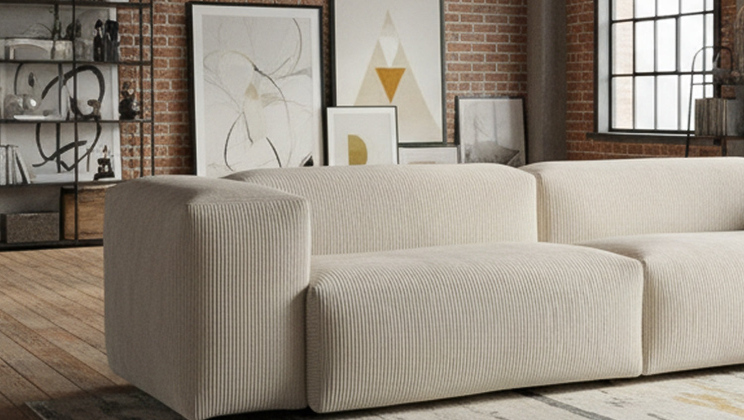 KAWOLA Sofa CELESTE 4-Sitzer Cord cremeweiß