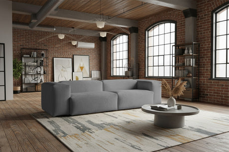 KAWOLA Sofa CELESTE 4-Sitzer mit Hocker Cord grau