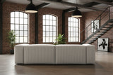 KAWOLA Sofa CELESTE 4-Sitzer mit Hocker Cord hellgrau