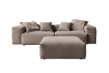 KAWOLA Sofa CELESTE 4-Sitzer mit Hocker Cord taupe