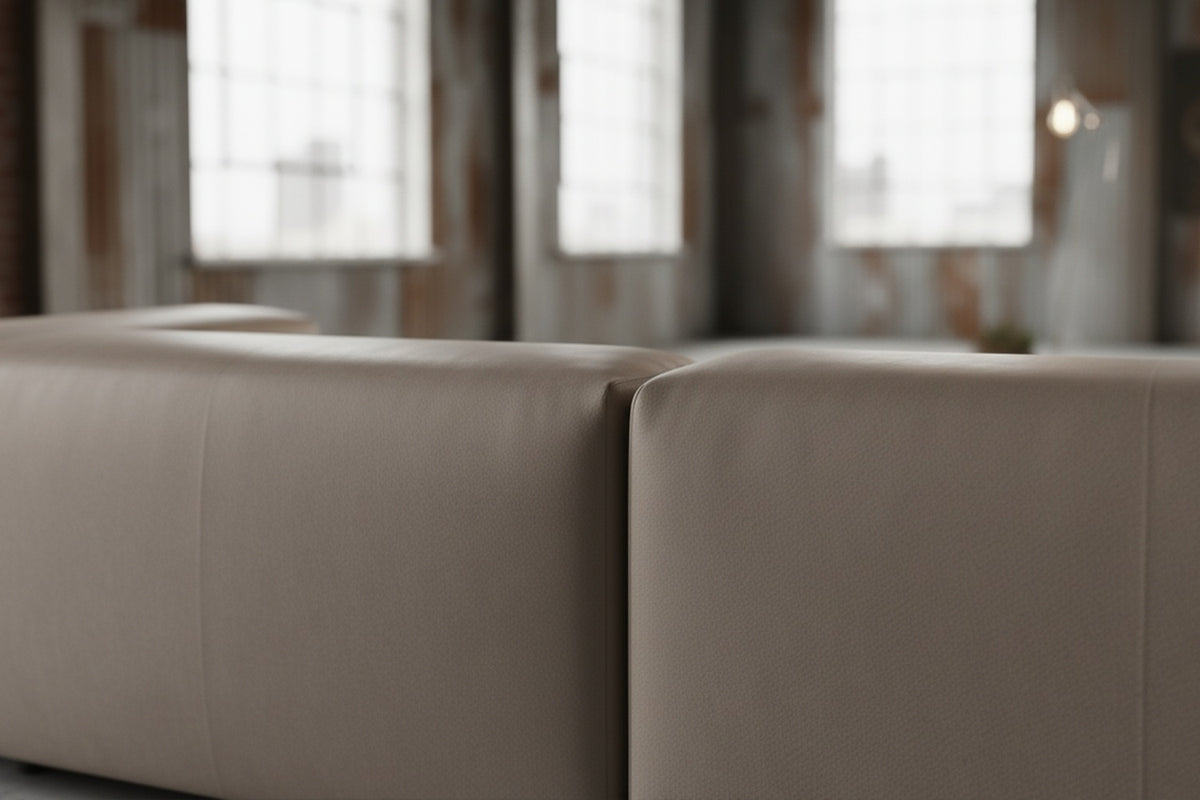 KAWOLA Sofa CELESTE 4-Sitzer mit Hocker Lederfaserstoff anthrazit
