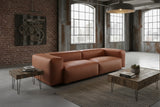KAWOLA Sofa CELESTE 4-Sitzer mit Hocker Lederfaserstoff cognac