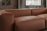 KAWOLA Sofa CELESTE 4-Sitzer mit Hocker Lederfaserstoff cognac
