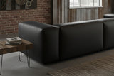 KAWOLA Sofa CELESTE 4-Sitzer mit Hocker Lederfaserstoff schwarz