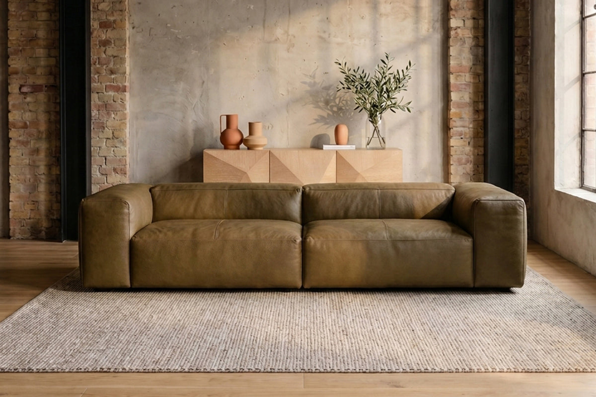 KAWOLA Sofa CELESTE 4-Sitzer Leder camel