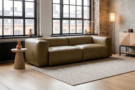 KAWOLA Sofa CELESTE 4-Sitzer Leder camel, Ohne Zusatzausstattung