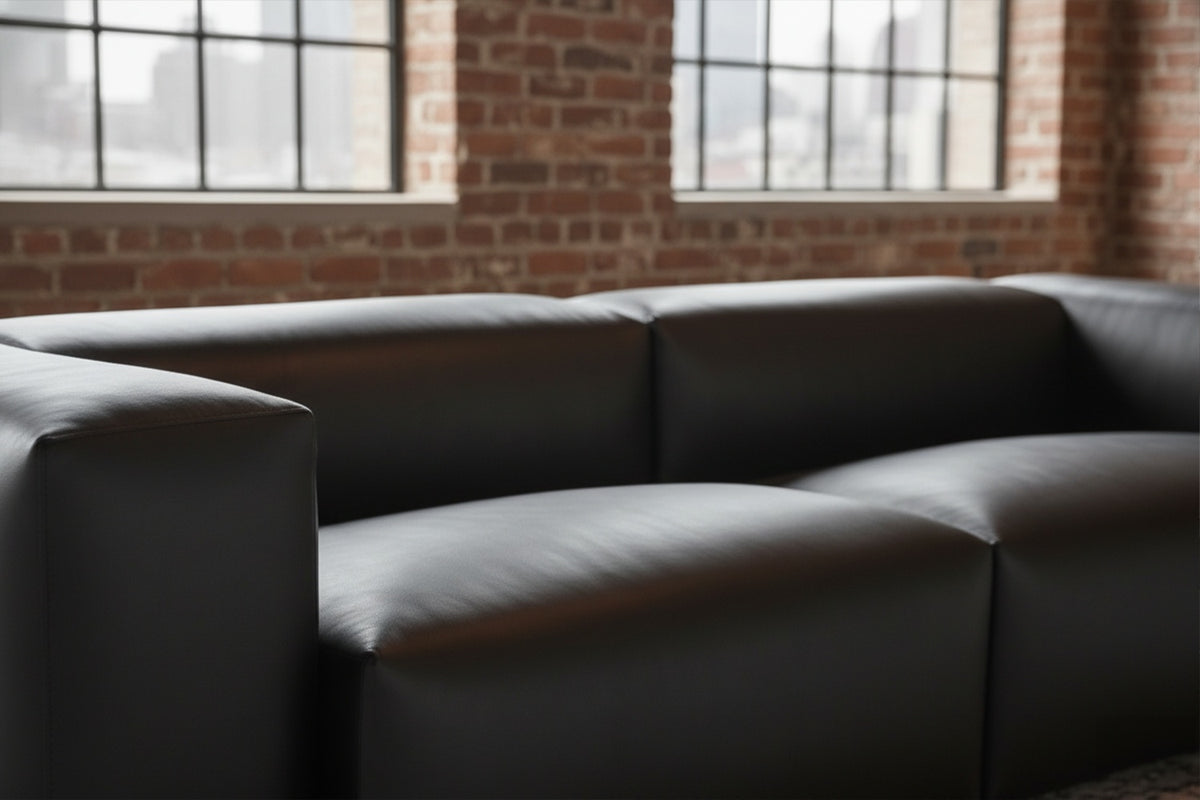 KAWOLA Sofa CELESTE 4-Sitzer Lederfaserstoff schwarz