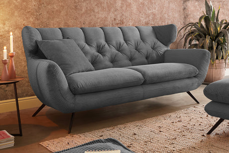 KAWOLA Sofa CHARME Cord grau, 3-Sitzer