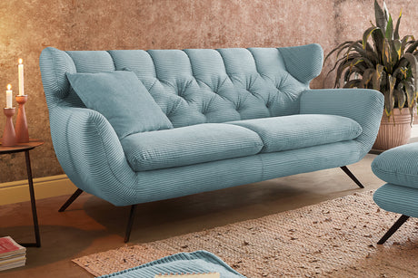 KAWOLA Sofa CHARME Cord hellblau, 2.5-Sitzer