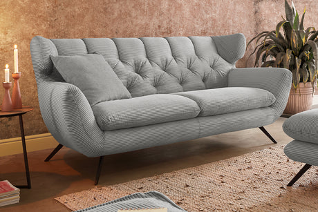 KAWOLA Sofa CHARME Cord hellgrau, 2-Sitzer