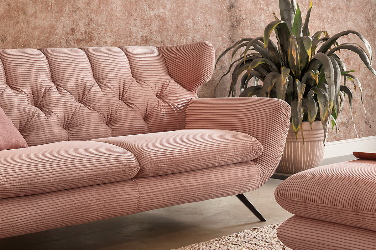 KAWOLA Sofa CHARME Cord rosa