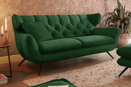 KAWOLA Sofa CHARME Cord smaragd, 2.5-Sitzer