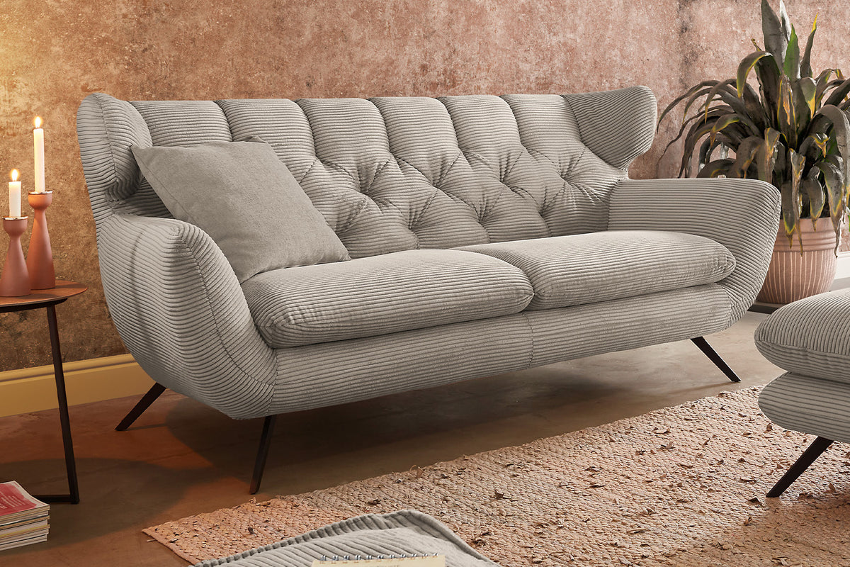 KAWOLA Sofa CHARME Cord steingrau, 2.5-Sitzer