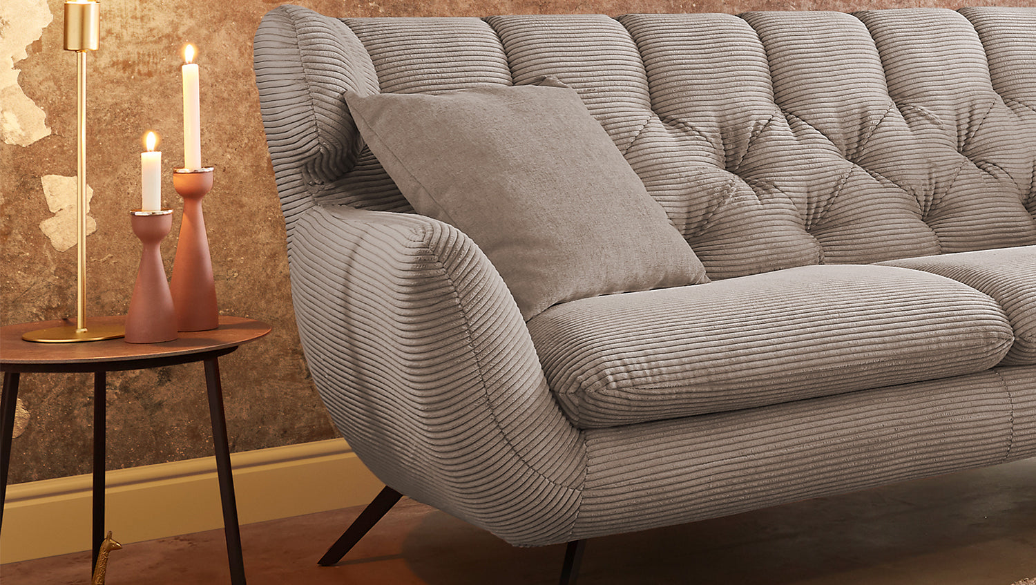 KAWOLA Sofa CHARME Cord taupe