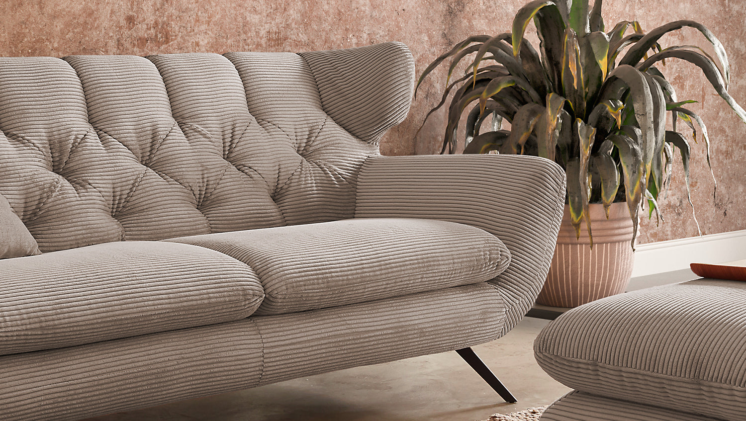KAWOLA Sofa CHARME Cord taupe