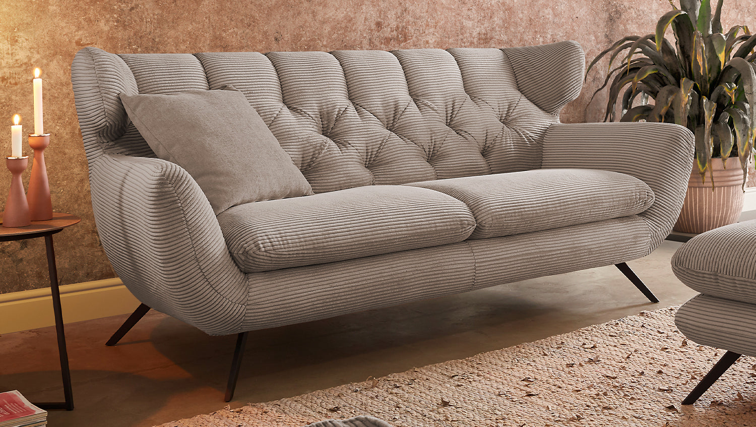 KAWOLA Sofa CHARME Cord taupe, 2-Sitzer