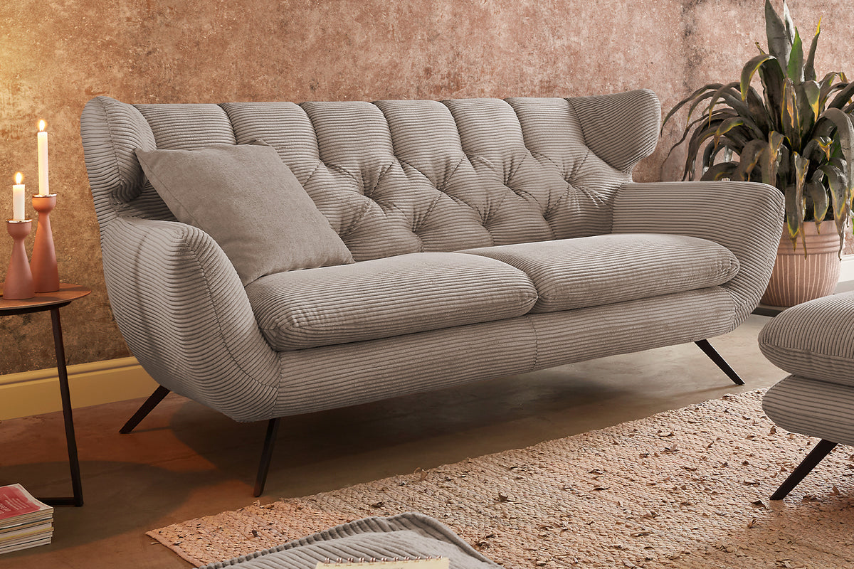 KAWOLA Sofa CHARME Cord taupe, 3-Sitzer