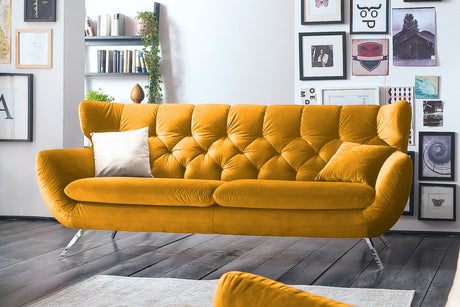 KAWOLA Sofa CHARME Velvet curry, 2.5-Sitzer