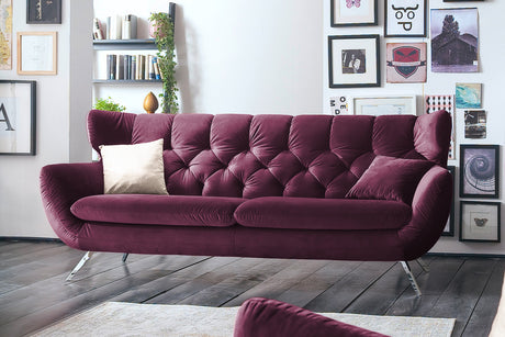 KAWOLA Sofa CHARME Velvet purple, 3-Sitzer