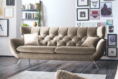 KAWOLA Sofa CHARME Velvet sand, 2.5-Sitzer