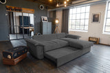 KAWOLA Sofa DAMETO Ecksofa Bettsofa Schlafsofa mit Stauraum Cord grau