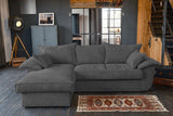 KAWOLA Sofa DAMETO Ecksofa Bettsofa Schlafsofa mit Stauraum Cord grau