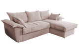 KAWOLA Sofa DAMETO Ecksofa Bettsofa Schlafsofa mit Stauraum Cord rosa