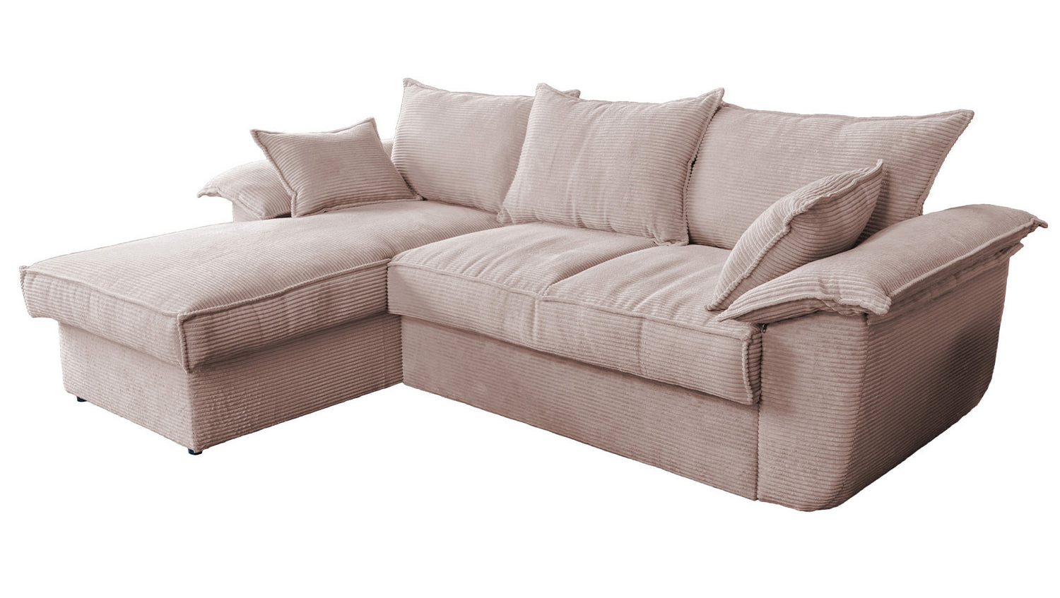 KAWOLA Sofa DAMETO Ecksofa Bettsofa Schlafsofa mit Stauraum Cord rosa