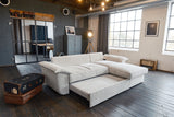 KAWOLA Sofa DAMETO Ecksofa Bettsofa Schlafsofa mit Stauraum Cord weiß