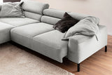 KAWOLA Sofa DELIA Ecksofa Cord hellgrau
