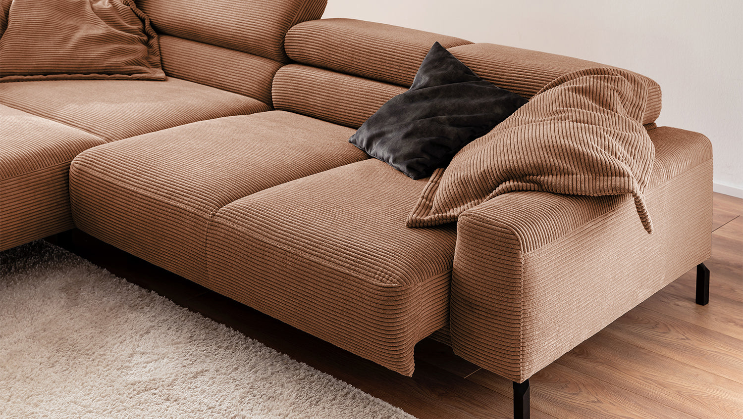 KAWOLA Sofa DELIA Ecksofa Cord rost