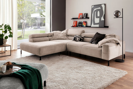 KAWOLA Sofa DELIA Ecksofa Cord taupe, 276 x 219, Links, Ohne Komfortfunktion