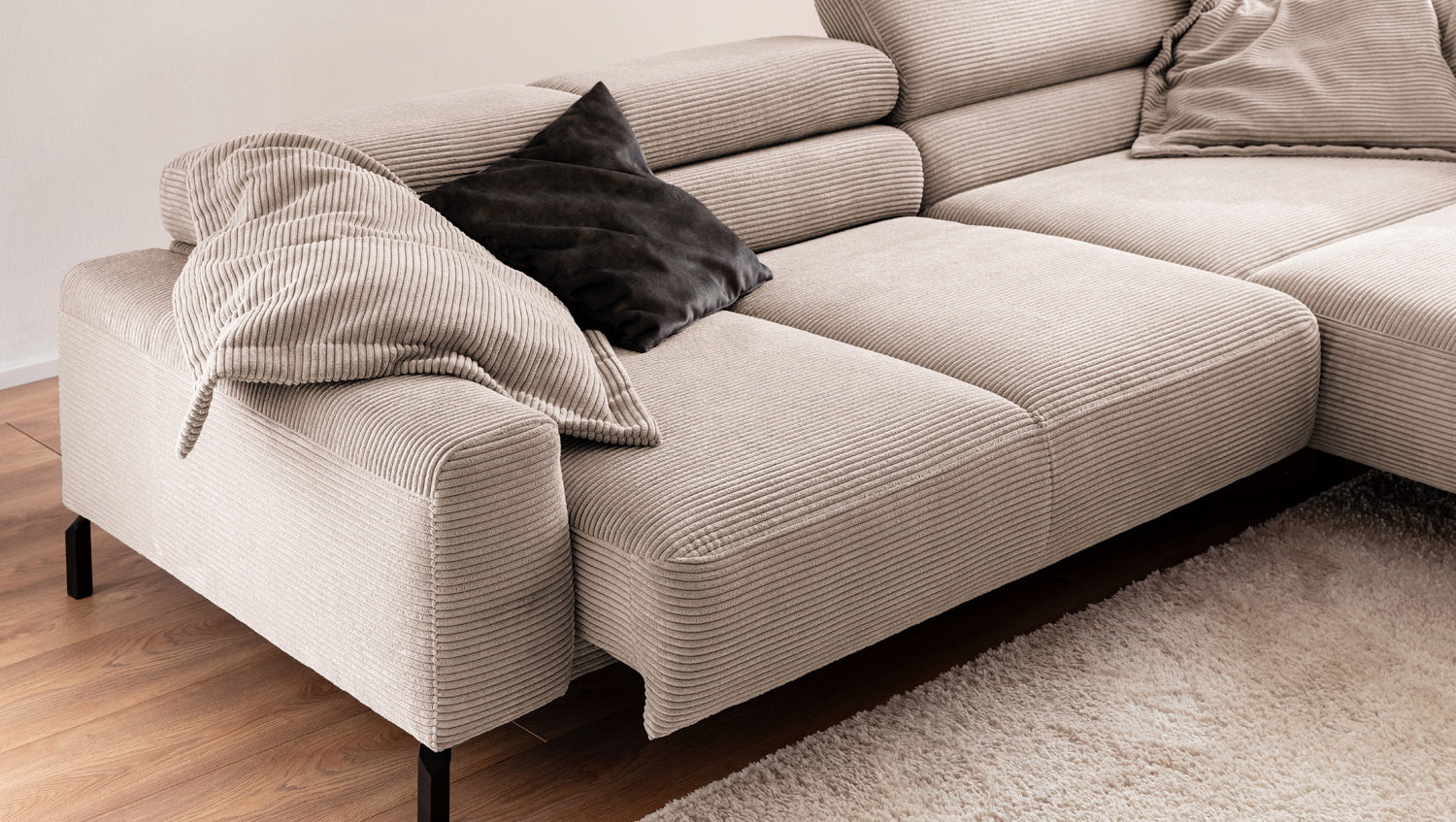 KAWOLA Sofa DELIA Ecksofa Cord taupe