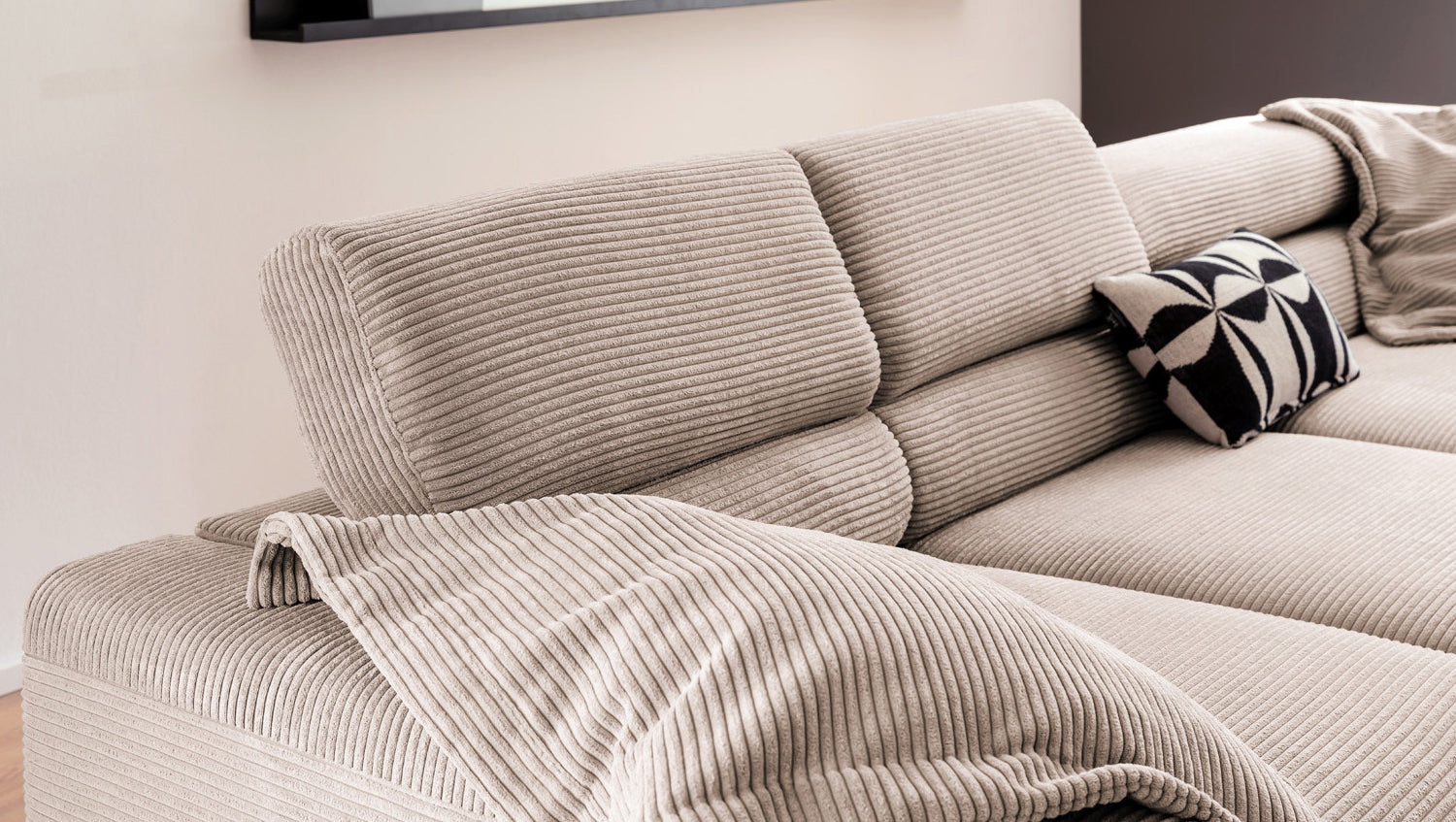 KAWOLA Sofa DELIA Ecksofa Cord taupe