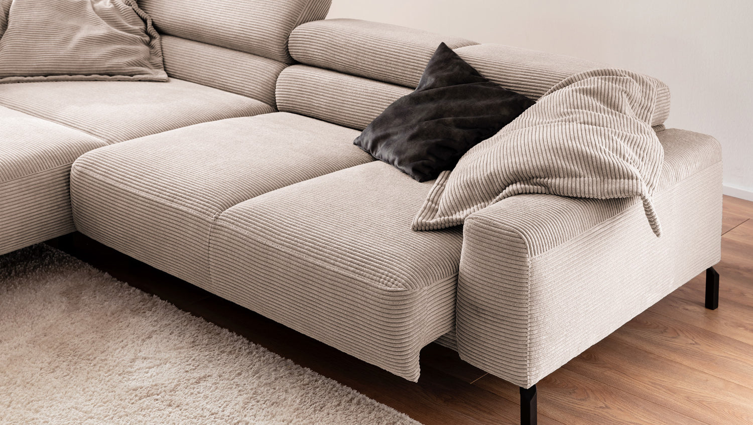 KAWOLA Sofa DELIA Ecksofa Cord taupe