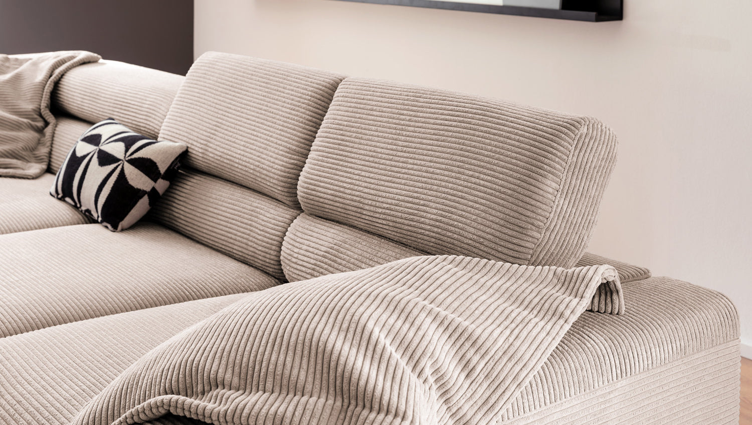 KAWOLA Sofa DELIA Ecksofa Cord taupe