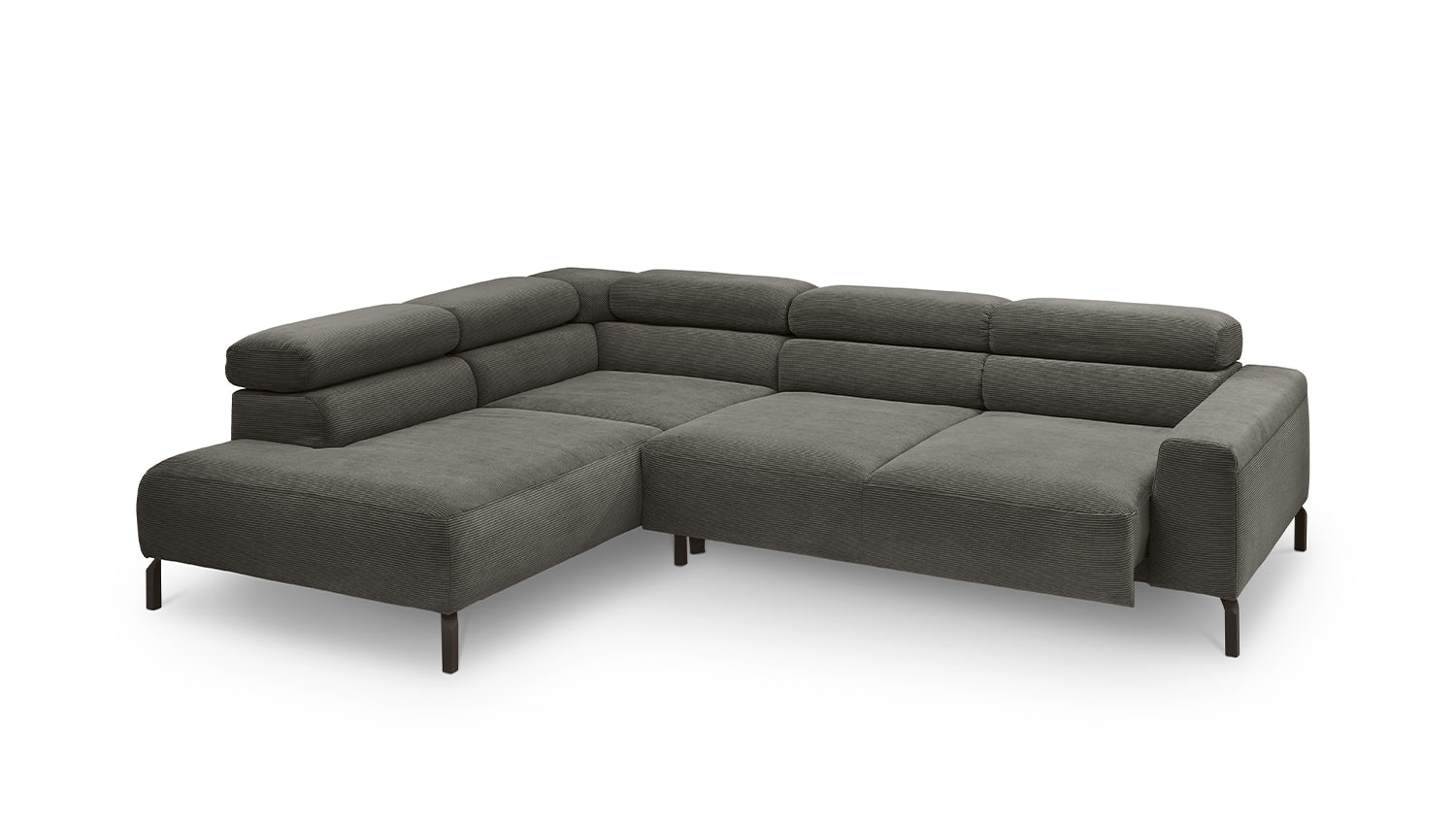 KAWOLA Sofa DELIA Ecksofa Feincord anthrazit