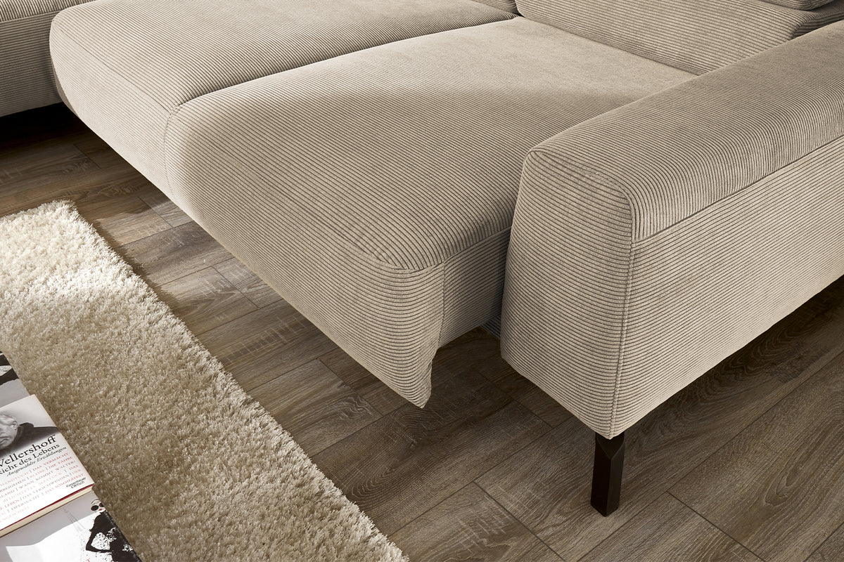 KAWOLA Sofa DELIA Ecksofa Feincord beige