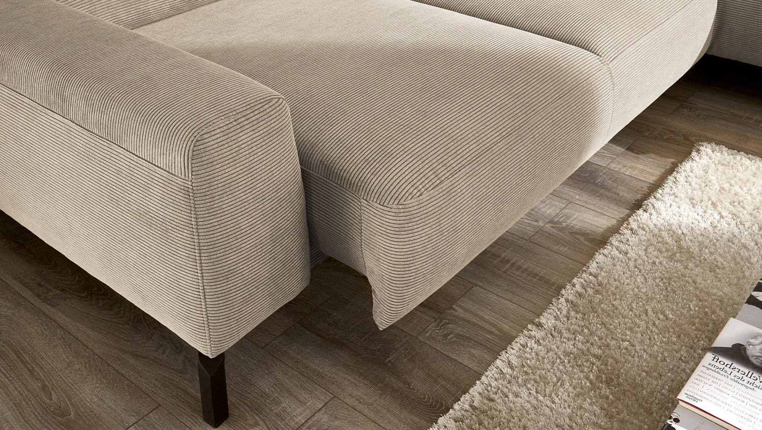 KAWOLA Sofa DELIA Ecksofa Feincord beige